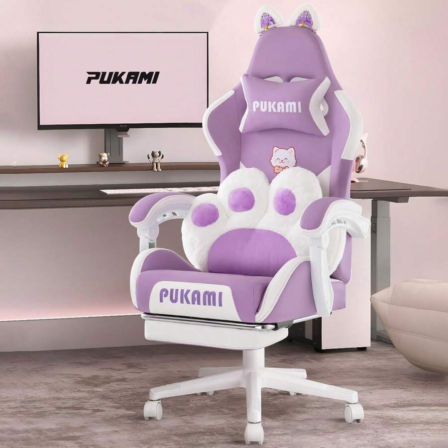 Ergonomic Office Chair - Chaise de jeu rose avec accoudoirs