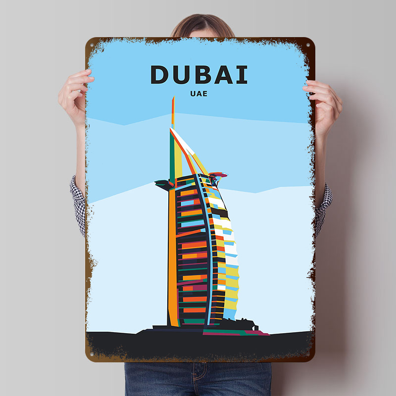 Affiche en fer blanc 'Travel t - Home Office Dubai avis et prix